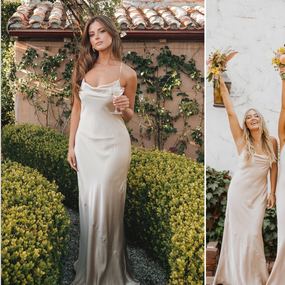 Show Me Your MuMu Cream Tuscany Sleeveless Cowl Neck Maxi Gown